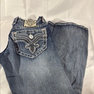 Rock Revival Kieran Blue Boot Cut Jeans with Ornate Embroidery